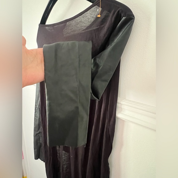 BCBGeneration NEW with tags NWT black synthetic leather sleeves top shirt BCBG - Picture 3 of 12